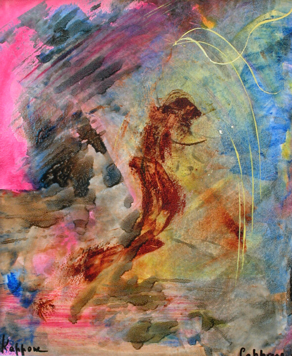 Schilderij getiteld "Action" door Cappone, Origineel Kunstwerk, Olie