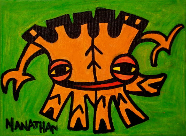 Painting titled "Mini Monstre" by Nathalia Chipilova, Original Artwork, Acrylic