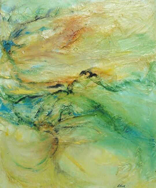Painting titled "Horizon ambigu" by Elisa Cook Benbassat Bassat, Original Artwork, Oil