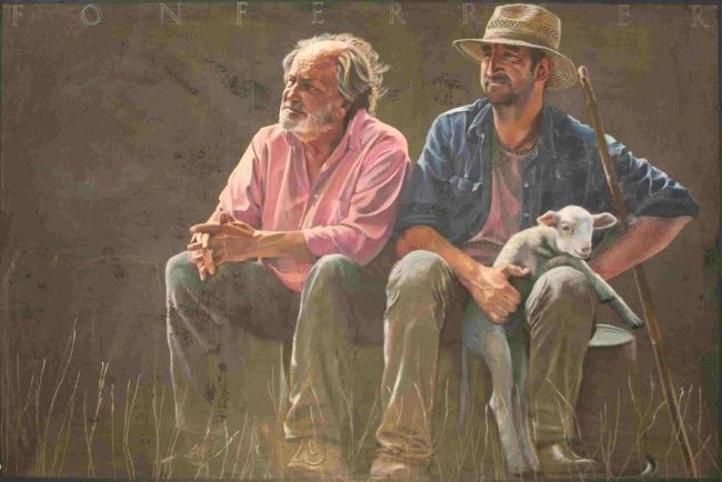 Painting titled "Les bergers" by Pierre Fonferrier, Original Artwork