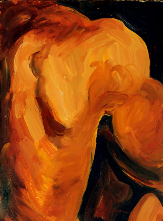 Peinture intitulée "Homme de dos" par Nathalia Chipilova, Œuvre d'art originale, Acrylique