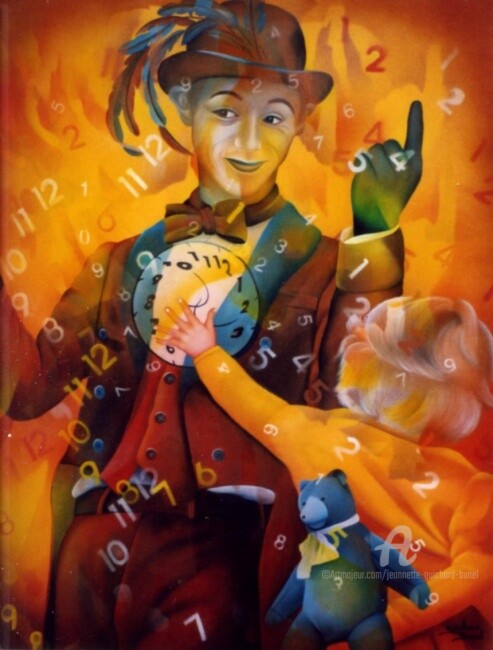 Peinture intitulée "le gardien du temps…" par Jeannette Guichard-Bunel, Œuvre d'art originale, Huile Monté sur Châssis en bo…