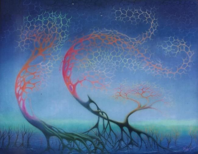 Painting titled "Manglar" by Hector Ivan Moreno, Original Artwork