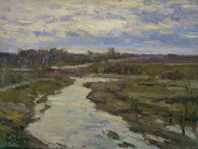 Painting titled "р. Песья–Деньга" by Vladimir Kopylov, Original Artwork