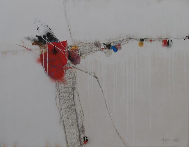 Schilderij getiteld "SITUACIÓN A-B-C." door Rowland Fade, Origineel Kunstwerk