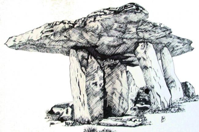 Drawing titled "Poulnabone monolith" by Davo, Original Artwork