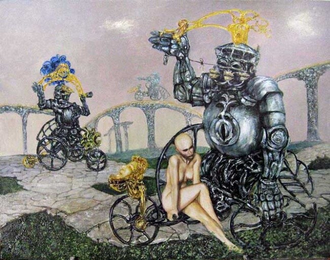 Painting titled "Machines  of dialog…" by Alexandr Ivanov, Original Artwork, Oil