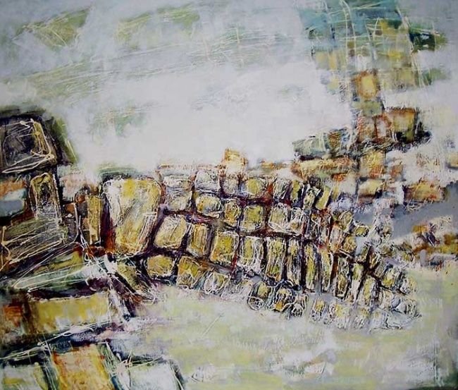 Painting titled "Fossilization" by Traian Stefan Boicescu, Original Artwork, Oil