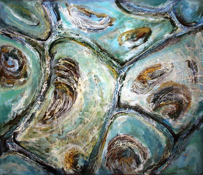 Painting titled "Talasinoide" by Traian Stefan Boicescu, Original Artwork, Oil