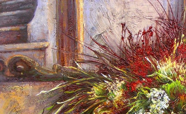 Peinture intitulée "Le bouquet - détail…" par Françoise Hannequin, Œuvre d'art originale