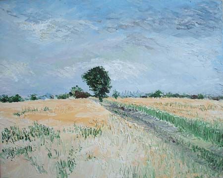 Painting titled "Wheat Fields6" by Animesh Roy, Original Artwork
