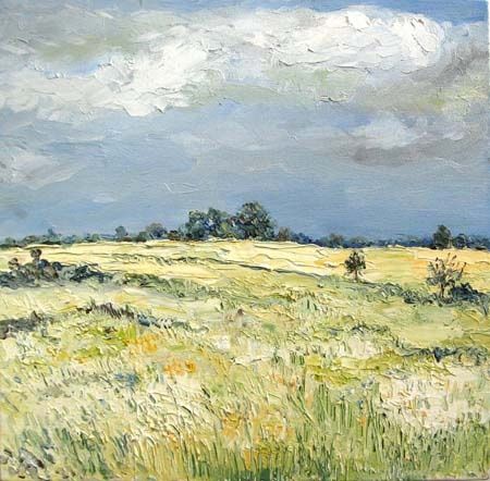 Painting titled "Wheat Fields I" by Animesh Roy, Original Artwork
