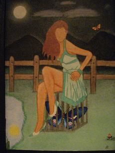 Painting titled "Atrapada." by Alessia Martinez Jimenez, Original Artwork