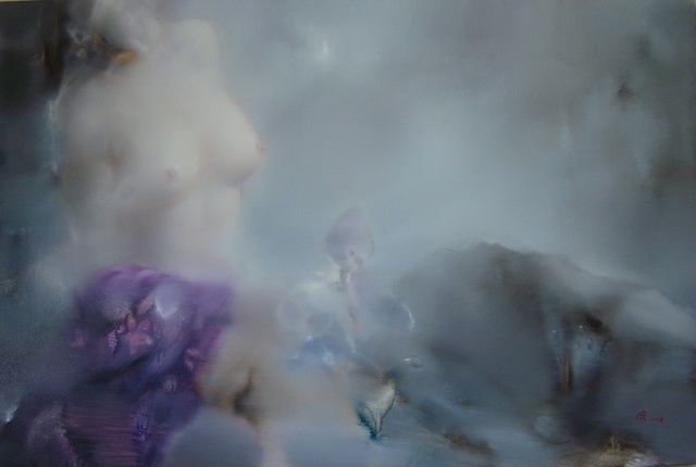 Schilderij getiteld "Satisfaction." door Mix Artists, Origineel Kunstwerk, Olie