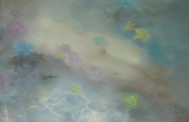 Schilderij getiteld "Floating." door Mix Artists, Origineel Kunstwerk, Olie