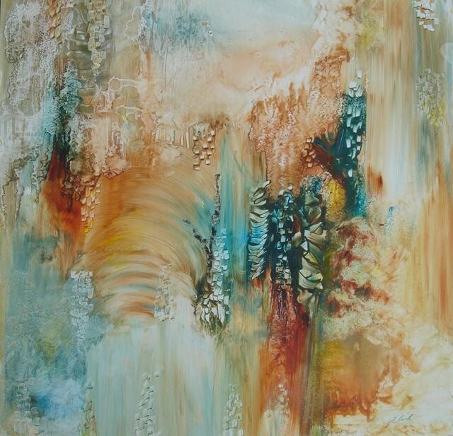 Painting titled "fable mystérieuse" by Elisa Cook Benbassat Bassat, Original Artwork, Oil