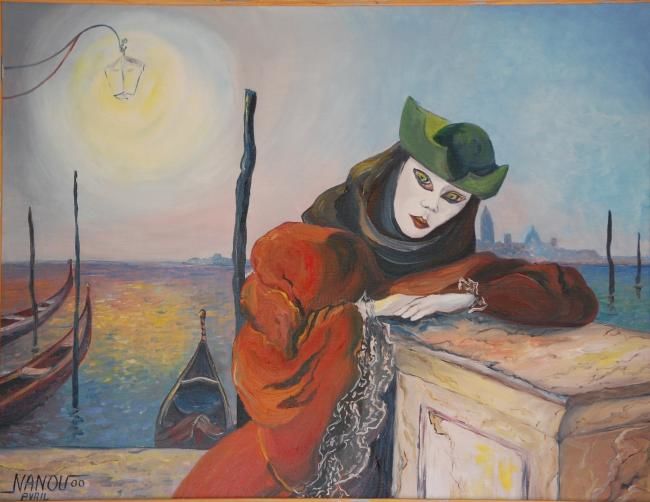 Peinture intitulée "le penseur" par Nanou, Œuvre d'art originale, Huile