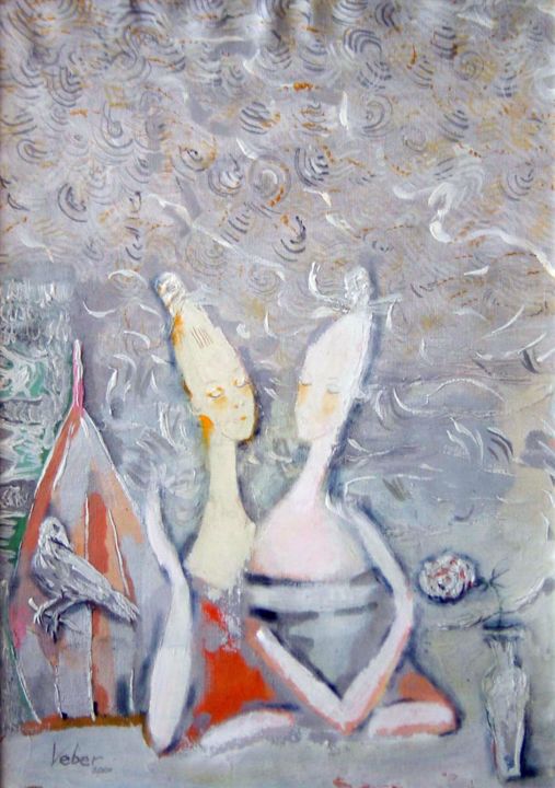 Bird in a cage 绘画, 27.6x19.7 in