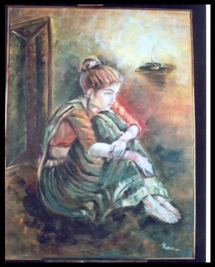 Painting titled "Lonely women" by Dr.Ruchi Vidyarthi, Original Artwork