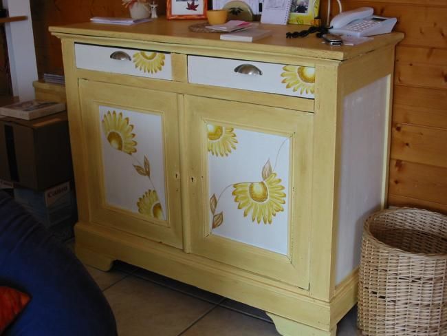 Painting titled "Buffet Tournesols" by Cathy Doutault, Original Artwork