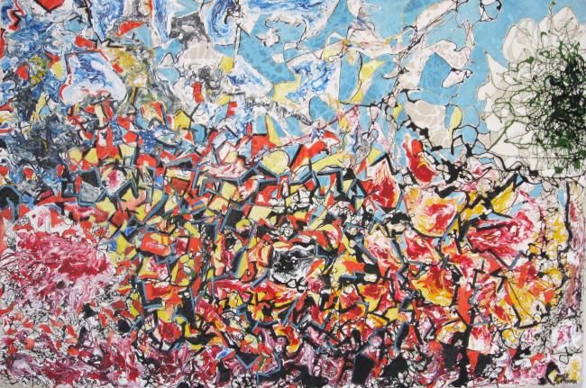 Painting titled "DESTRUYENDO Y CONST…" by Santamariaart, Original Artwork, Oil