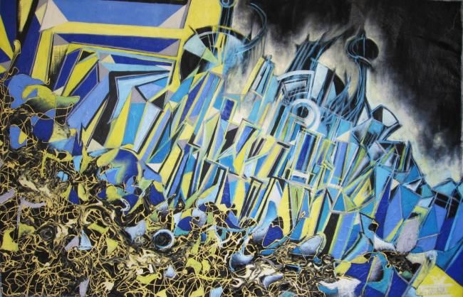 Painting titled "EL PODER" by Santamariaart, Original Artwork, Oil