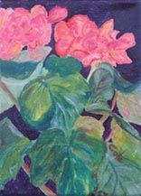 Painting titled "Begonia" by Joan Cole, Original Artwork, Oil