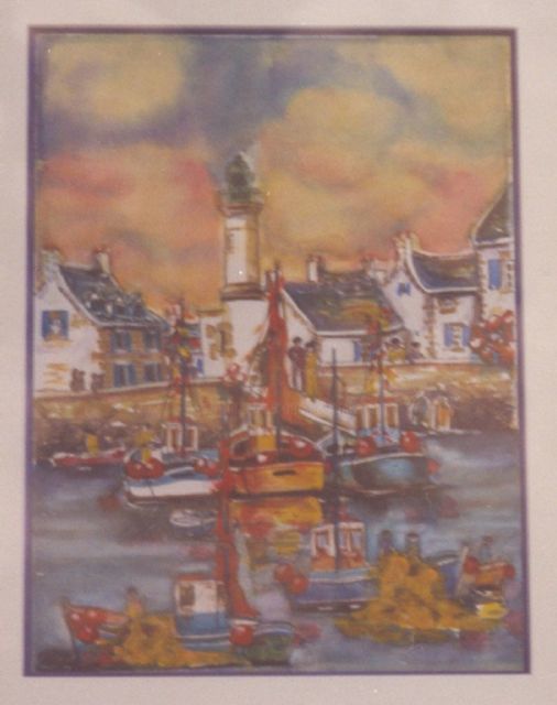 Peinture intitulée "L2 - Port en Bretag…" par Lucien Dufour, Œuvre d'art originale