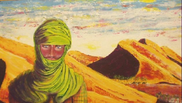 Peinture intitulée "J2 - Touareg" par Lucien Dufour, Œuvre d'art originale, Huile Monté sur Châssis en bois