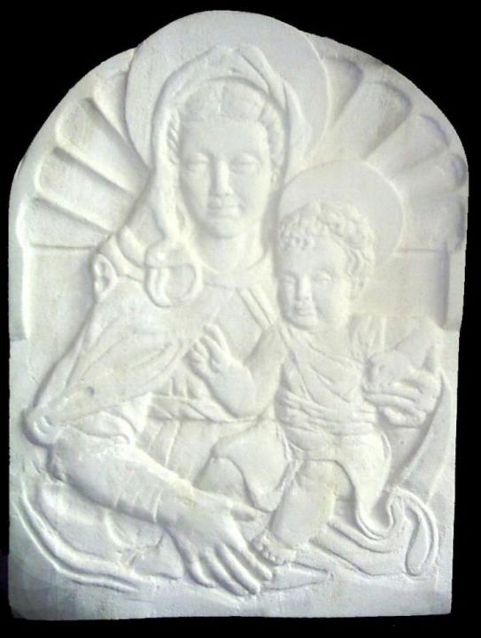 Sculpture titled "Madonna and child" by Andreevi, Original Artwork, Stone