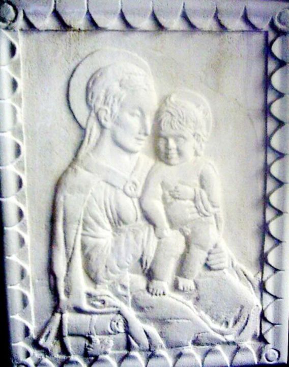 Sculpture titled "Madonna and child" by Andreevi, Original Artwork, Stone