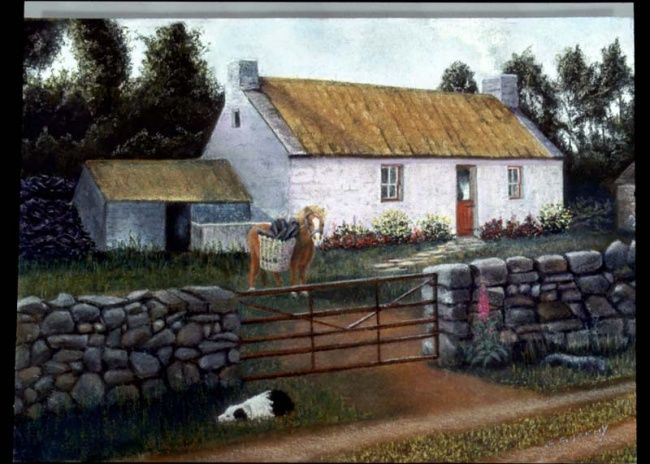 Schilderij getiteld "Anna's Cottage" door James Sheehy, Origineel Kunstwerk