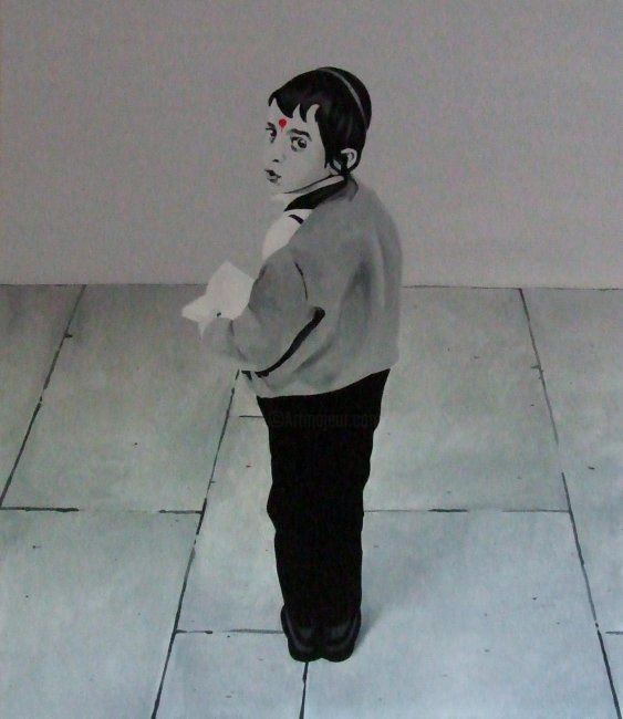 Malerei mit dem Titel "The stolen children…" von Bartosz Kolata, Original-Kunstwerk