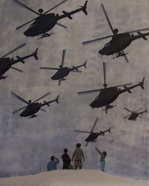 Malerei mit dem Titel "And the sky was whi…" von Bartosz Kolata, Original-Kunstwerk