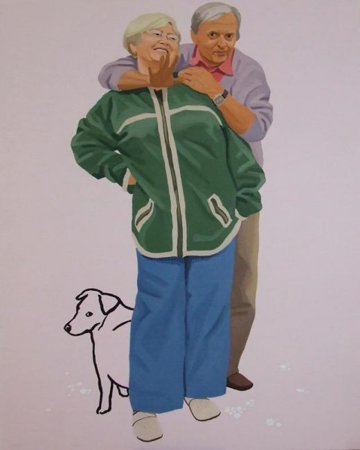 Malerei mit dem Titel "My parents with Mis…" von Bartosz Kolata, Original-Kunstwerk