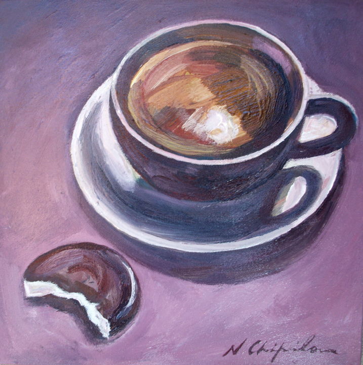 Painting titled "Pim's cake" by Nathalia Chipilova, Original Artwork, Acrylic