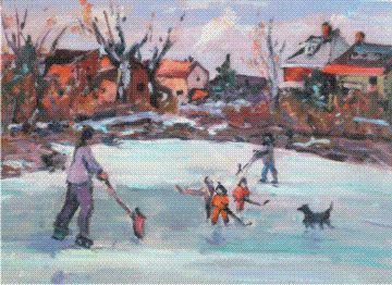 Painting titled "Let the Game Begin" by Sylvio Gagnon, Original Artwork