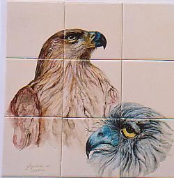 Peinture intitulée "L'AIGLE ET LE FAUCON" par Ghyslaine De Sevlian, Œuvre d'art originale, Huile