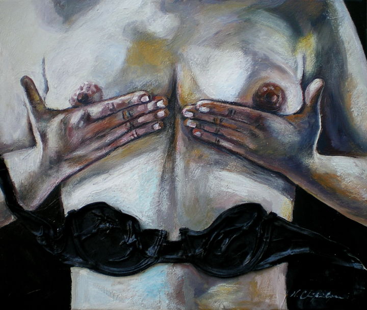 Peinture intitulée "Pas besoin du souti…" par Nathalia Chipilova, Œuvre d'art originale, Acrylique
