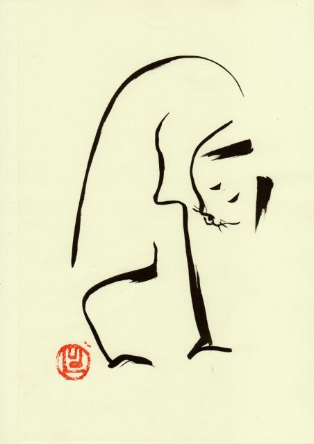 Drawing titled "chat" by Ludovic Burggraeve, Original Artwork