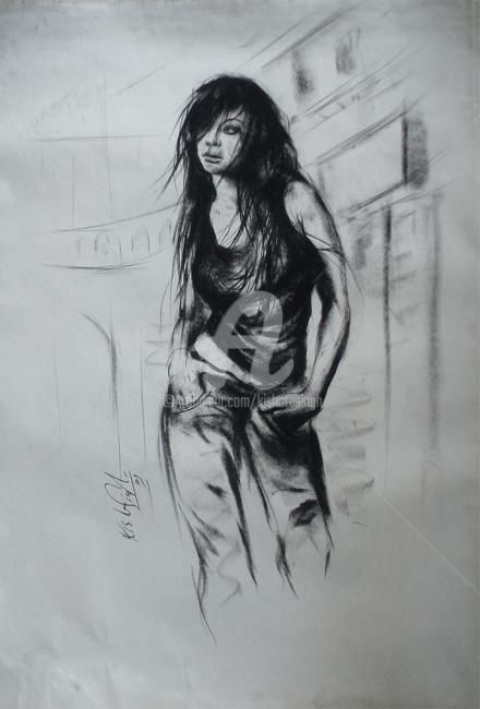 Painting titled "Pose09" by Kishore Singh, Original Artwork
