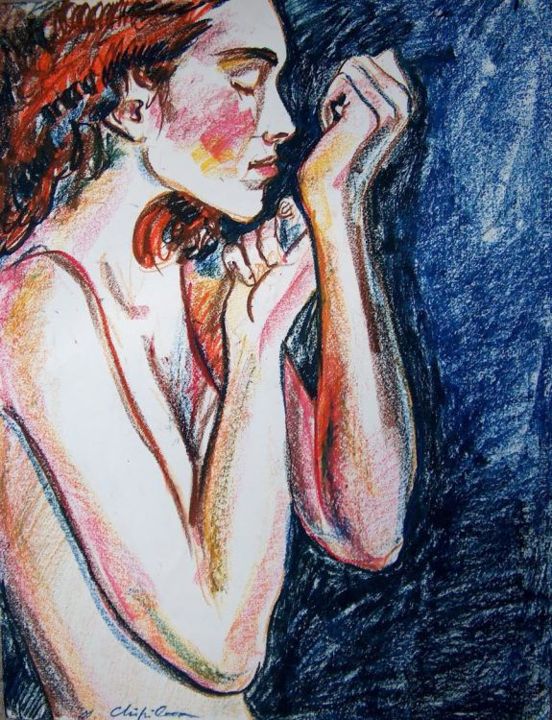 Dessin intitulée "Serpent d'eau" par Nathalia Chipilova, Œuvre d'art originale, Autre