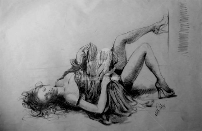Ζωγραφική με τίτλο "Pose06" από Kishore Singh, Αυθεντικά έργα τέχνης