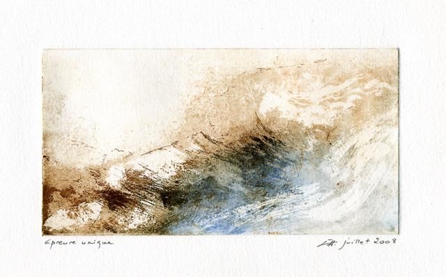 Prenten & gravures getiteld "Vague 3" door Bergerot-Jones Catherine, Origineel Kunstwerk, Gravure