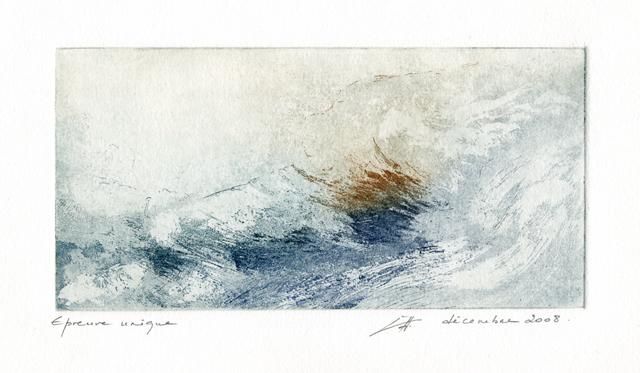Prenten & gravures getiteld "Vague" door Bergerot-Jones Catherine, Origineel Kunstwerk, Gravure