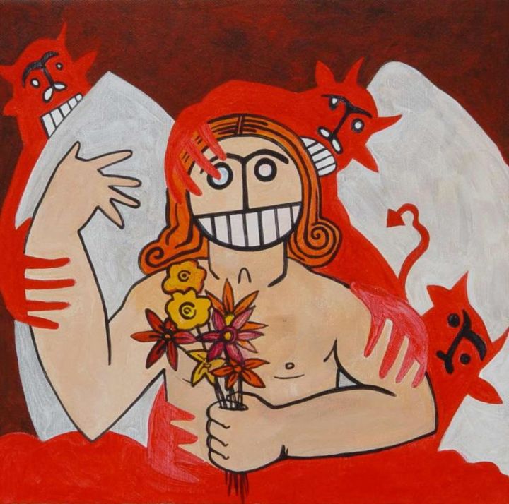 Pintura titulada "Anjo da guarda 2" por Gonçalo Condeixa, Obra de arte original
