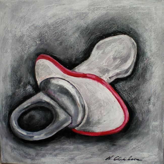 Painting titled "Tétine" by Nathalia Chipilova, Original Artwork, Oil
