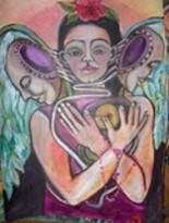 Painting titled "Portrait of Frida's…" by Chicana Artist.... Ruth Olivar Millan, Original Artwork, Other