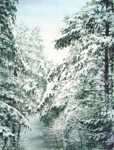Painting titled "Winter-in-Gronity" by Swiatecki Marek, Original Artwork