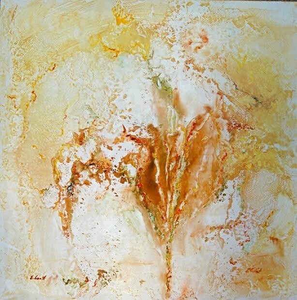 Peinture intitulée "Iris safrané" par Elisa Cook Benbassat Bassat, Œuvre d'art originale, Huile